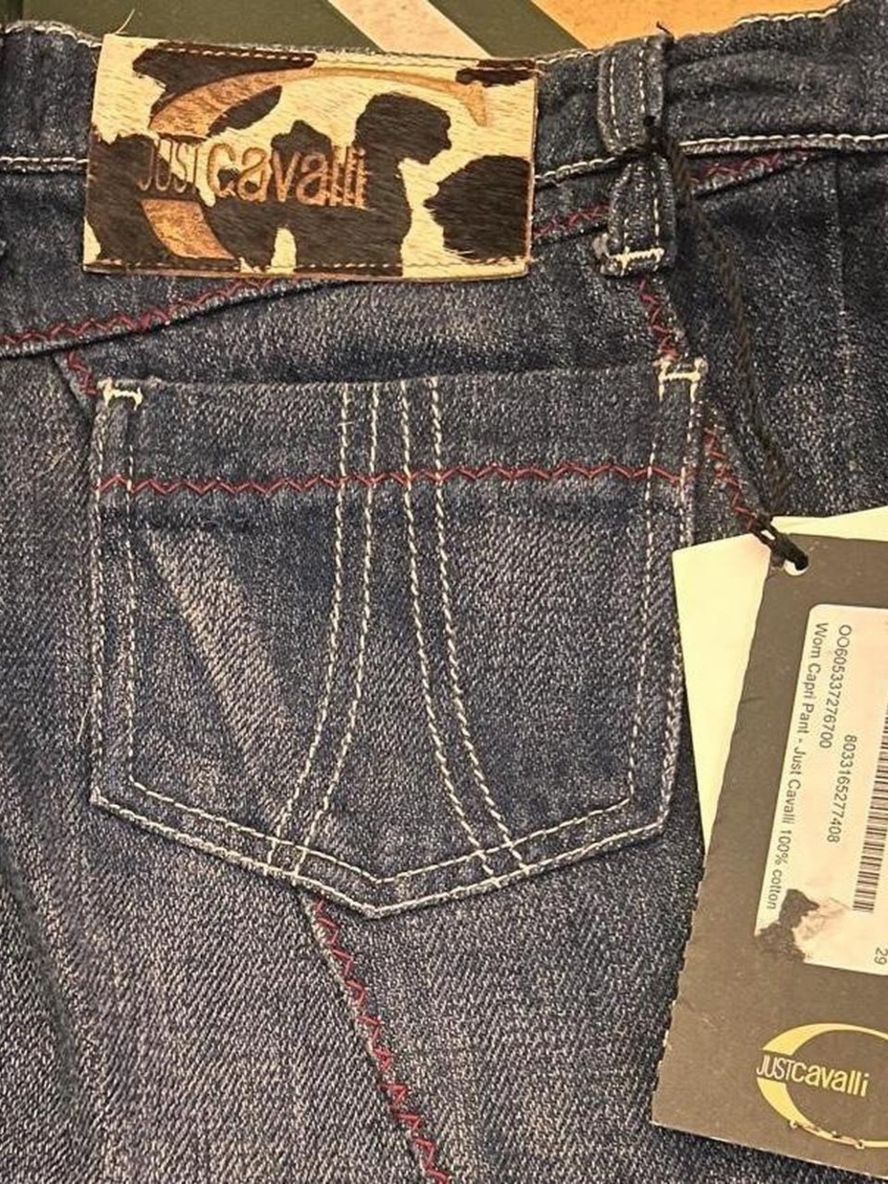 NWT Just Cavalli by Roberto Cavalli Dark Indigo Cropped Capri Jeans size 29